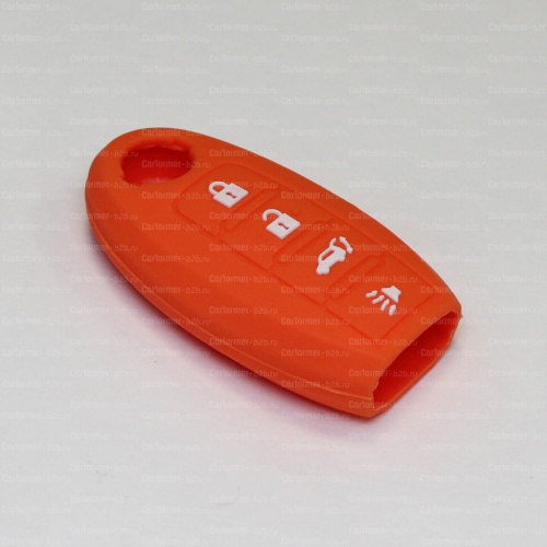 Силиконовый чехол для ключа зажигания Nissan 4 кнопки оранжевый фото 2