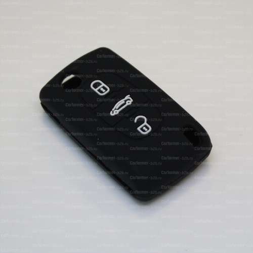 Силиконовый чехол для ключа зажигания Peugeot (тип 2) 3 кнопки черный фото 2