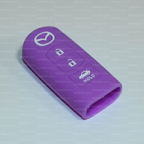 Силиконовый чехол для ключа зажигания Mazda Smart 3 кнопки фиолетовый фото 2