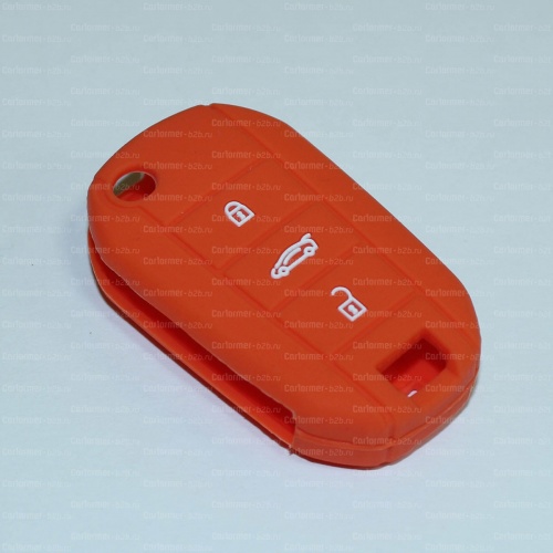 Силиконовый чехол для выкидного ключа зажигания Peugeot (тип 1) оранжевый фото 2