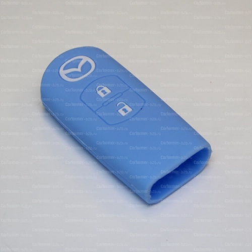 Силиконовый чехол для ключа зажигания Mazda Smart голубой фото 2
