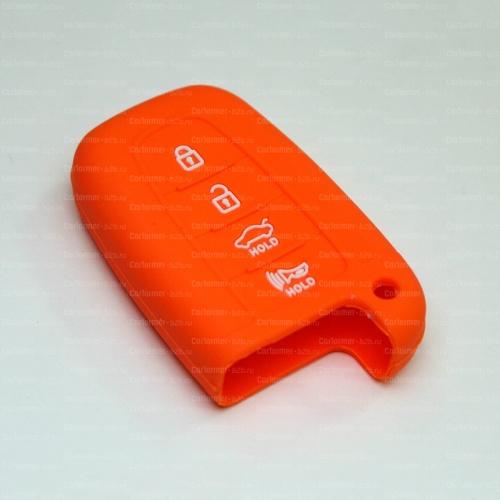 Силиконовый чехол для ключа зажигания Hyundai Smart 4 кнопки оранжевый фото 2