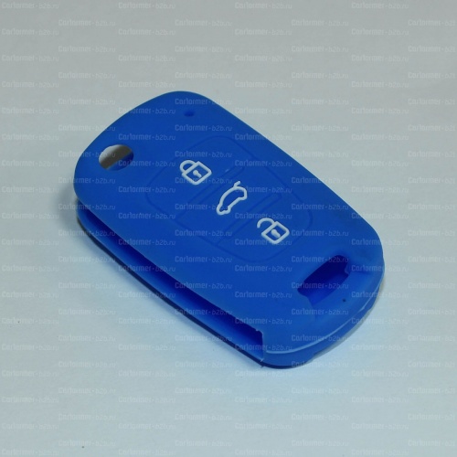 Силиконовый чехол для ключа зажигания Hyundai синий фото 2