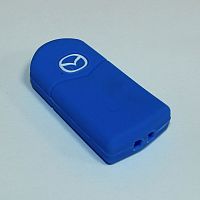 Силиконовый чехол для выкидного ключа зажигания Mazda 2 кнопки синий