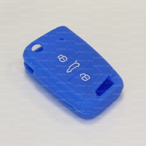 Силиконовый чехол для выкидного ключа зажигания Volkswagen (тип 3) синий фото 2
