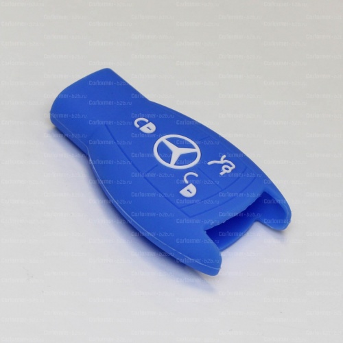 Силиконовый чехол для ключа зажигания Mercedes Benz (тип 2) синий фото 2