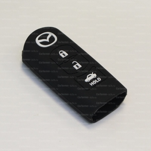Силиконовый чехол для ключа зажигания Mazda Smart 3 кнопки черный фото 2