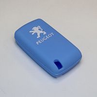 Силиконовый чехол для ключа зажигания Peugeot (тип 2) 3 кнопки голубой