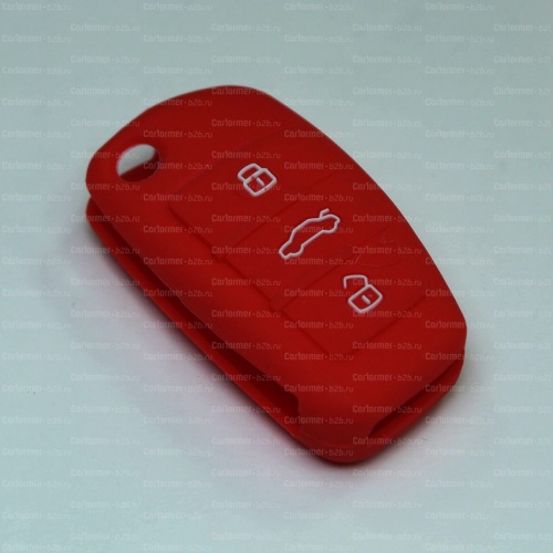 Силиконовый чехол для выкидного ключа зажигания Audi красный фото 2