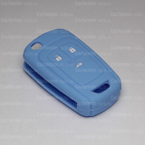 Силиконовый чехол для выкидного ключа зажигания Chevrolet голубой фото 2