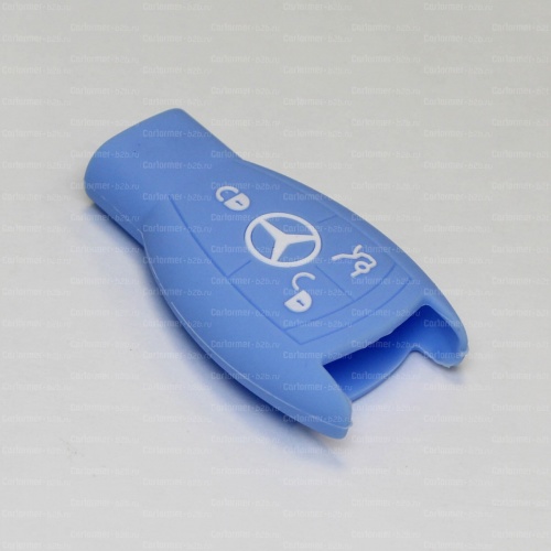 Силиконовый чехол для ключа зажигания Mercedes Benz (тип 2) голубой фото 2