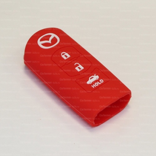 Силиконовый чехол для ключа зажигания Mazda Smart 3 кнопки красный фото 2