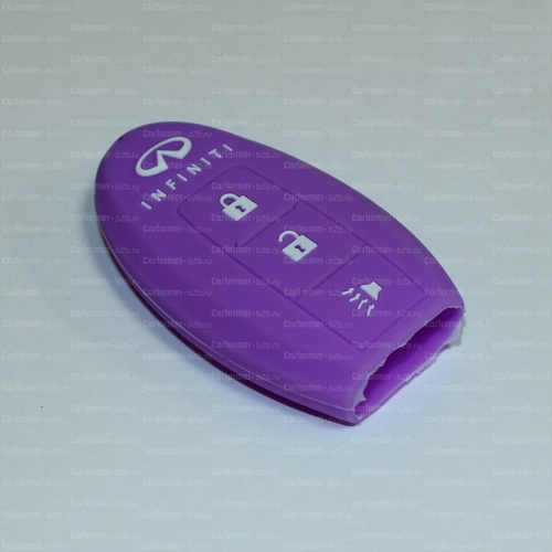 Силиконовый чехол для ключа зажигания Infiniti 3 кнопки фиолетовый фото 2
