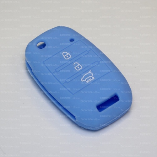 Силиконовый чехол для ключа зажигания Kia голубой фото 2