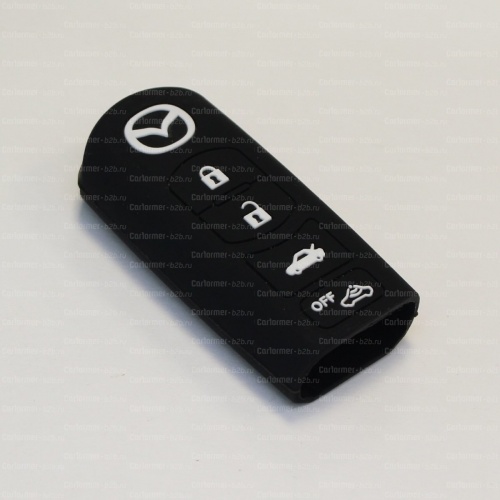 Силиконовый чехол для ключа зажигания Mazda Smart 4 кнопки черный фото 2
