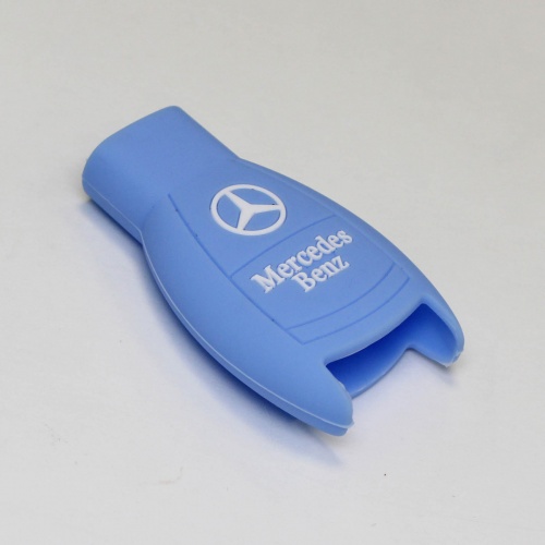 Силиконовый чехол для ключа зажигания Mercedes Benz (тип 2) голубой