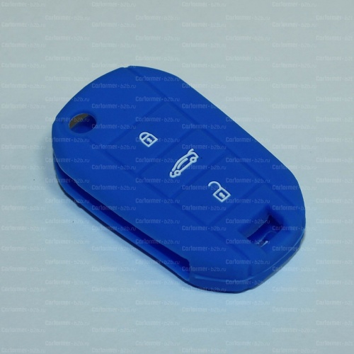 Силиконовый чехол для выкидного ключа зажигания Peugeot (тип 1) синий фото 2