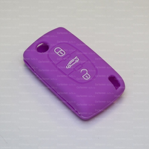 Силиконовый чехол для ключа зажигания Citroen 3 кнопки фиолетовый фото 2