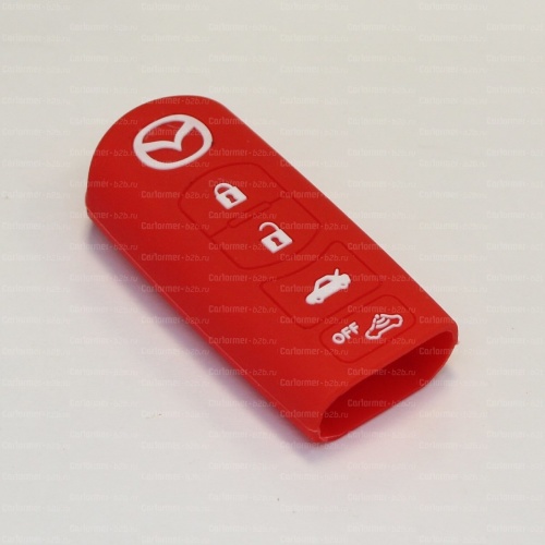 Силиконовый чехол для ключа зажигания Mazda Smart 4 кнопки красный фото 2