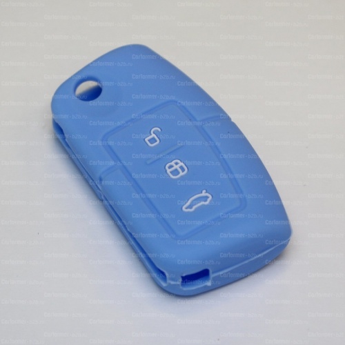 Силиконовый чехол для ключа зажигания Ford (тип 2) голубой фото 2