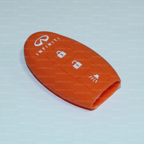 Силиконовый чехол для ключа зажигания Infiniti 3 кнопки оранжвый фото 2