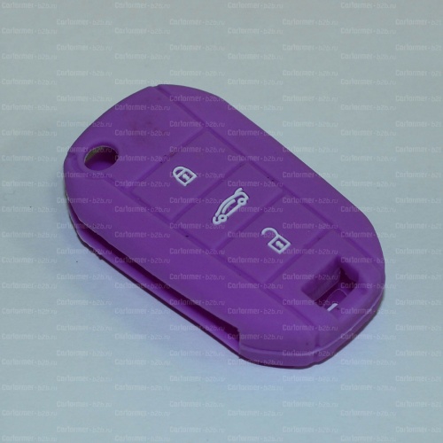 Силиконовый чехол для выкидного ключа зажигания Peugeot (тип 1) фиолетовый фото 2