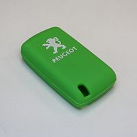 Силиконовый чехол для ключа зажигания Peugeot (тип 2) 3 кнопки зеленый