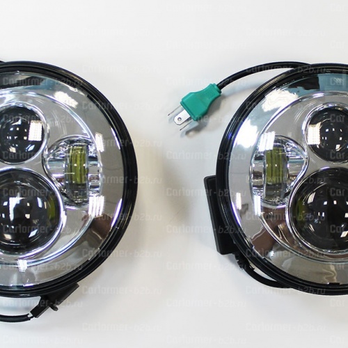Светодиодные LED фары головного света 7 дюймов в хромированном исполнении фото 5