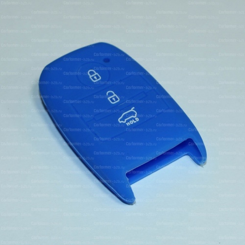 Силиконовый чехол для ключа зажигания KIA с SMART ключом (тип 2) синего цвета фото 2