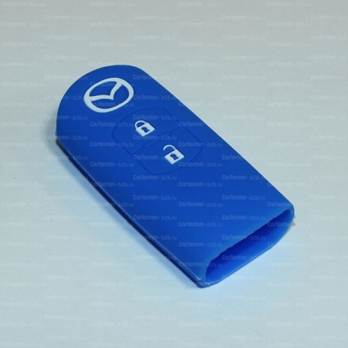 Силиконовый чехол для ключа зажигания Mazda Smart 2 кнопки синий фото 2