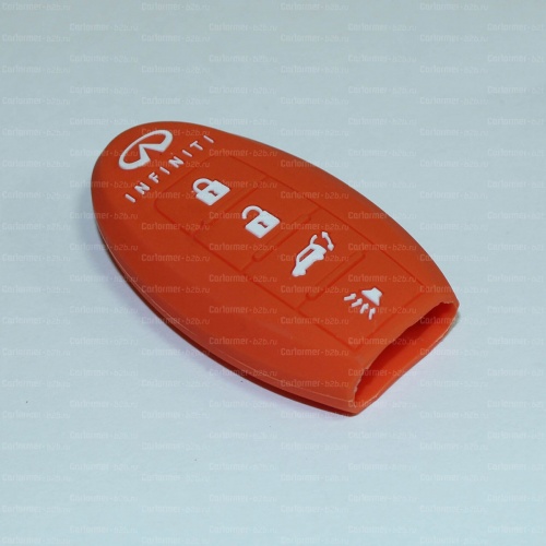 Силиконовый чехол для ключа зажигания Infiniti 4 кнопки оранжевый фото 2