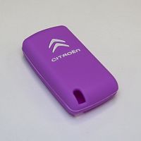 Силиконовый чехол для ключа зажигания Citroen 2  кнопки фиолетовый