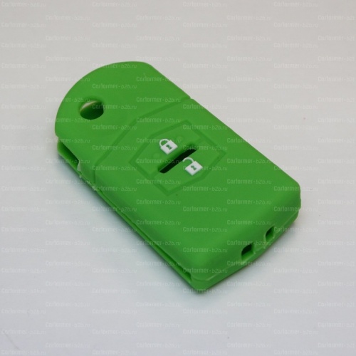 Силиконовый чехол для ключа зажигания Mazda 2 кнопки зеленый фото 2