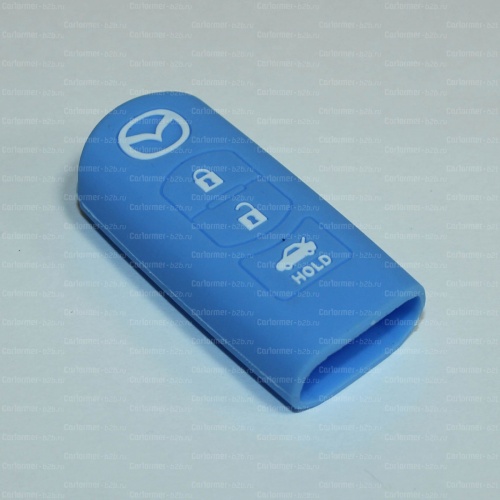 Силиконовый чехол для ключа зажигания Mazda Smart 3 кнопки голубой фото 2