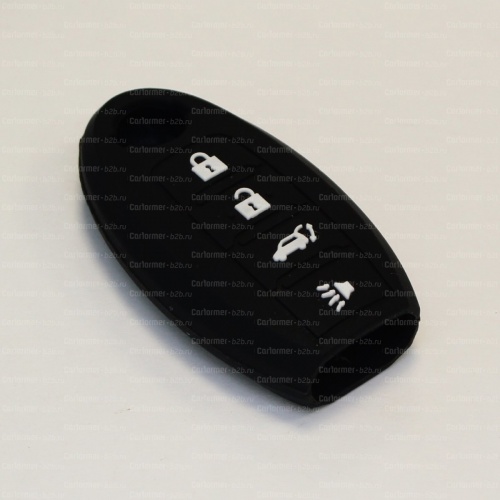 Силиконовый чехол для ключа зажигания Nissan 4 кнопки черный фото 2