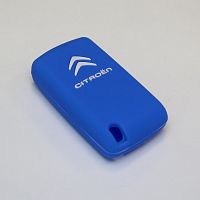 Силиконовый чехол для ключа зажигания Citroen 3 кнопки синий