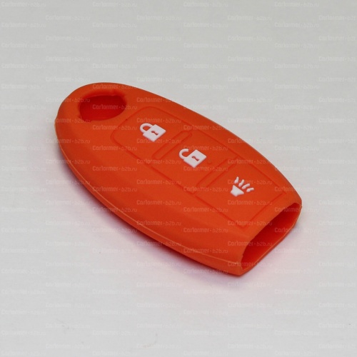 Силиконовый чехол для ключа зажигания Nissan 3 кнопки оранжевый фото 2