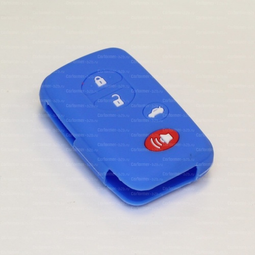 Силиконовый чехол для ключа зажигания Toyota (тип 1) 4 кнопки синий фото 2