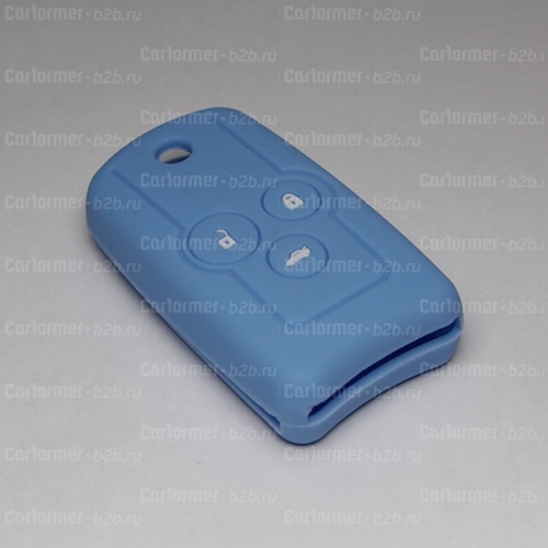 Силиконовый чехол для выкидного ключа зажигания Honda (тип 2) 3 кнопки голубой фото 2