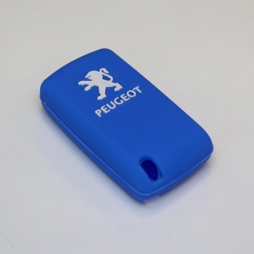 Силиконовый чехол для ключа зажигания Peugeot (тип 2) 3 кнопки синий