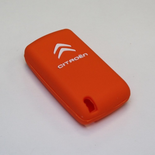 Силиконовый чехол для ключа зажигания Citroen 2  кнопки оранжевый