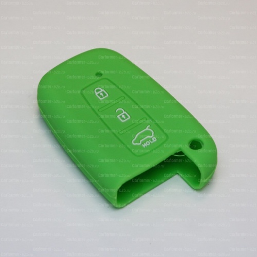 Силиконовый чехол для ключа зажигания Hyundai Smart 3 кнопки зеленый фото 2