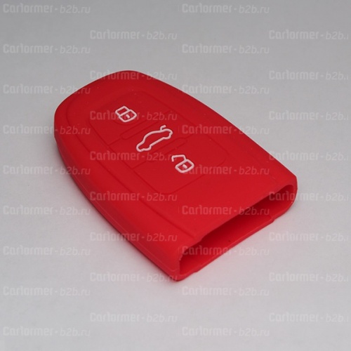 Силиконовый чехол для ключа зажигания Audi SMART красный фото 2