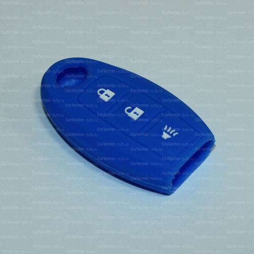 Силиконовый чехол для ключа зажигания Nissan 3 кнопки синий фото 2
