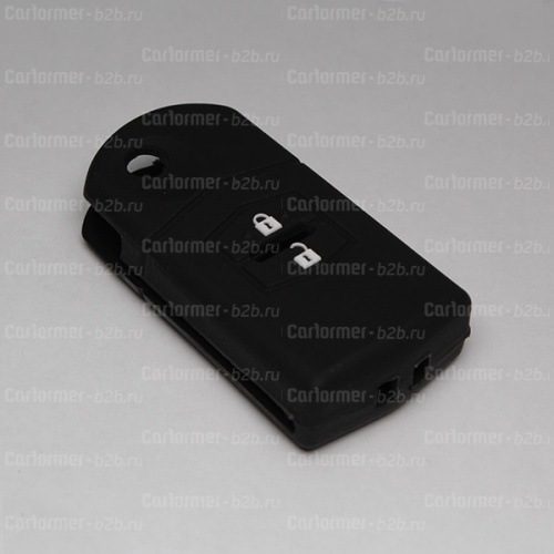 Силиконовый чехол для выкидного ключа зажигания Mazda 2 кнопки черный фото 2