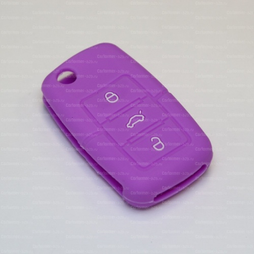 Силиконовый чехол для ключа зажигания Skoda фиолетовый фото 2