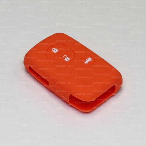 Силиконовый чехол для ключа зажигания Toyota Smart 3 кнопки оранжевый фото 2