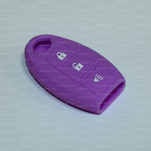 Силиконовый чехол для ключа зажигания Nissan 3 кнопки фиолетовый фото 2