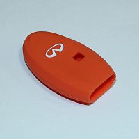 Силиконовый чехол для ключа зажигания Infiniti 4 кнопки оранжевый