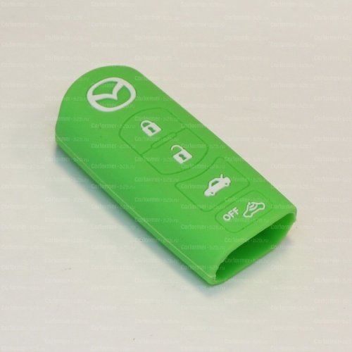 Силиконовый чехол для ключа зажигания Mazda Smart 4 кнопки зеленый фото 2